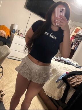 PacSun Black 'Game On' Crop Tee